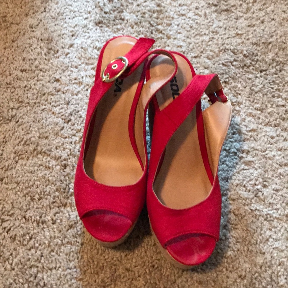 Red Wedge Heels